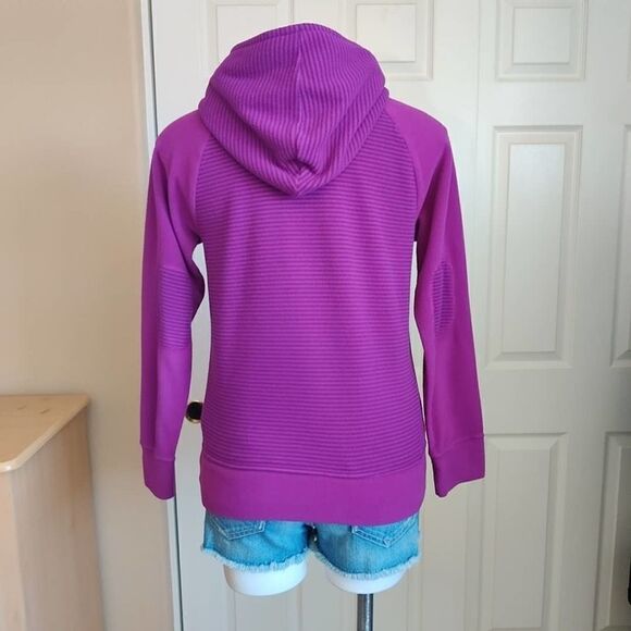 G's Patagonia purple striped elbow patch fleece hoodie XXL (16/18) - Picture 4 of 8